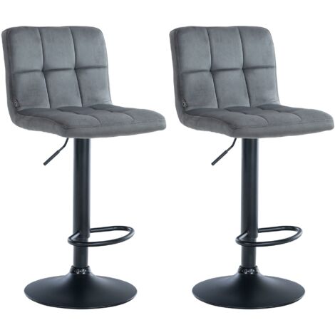 2er Set Barhocker Peru Samt dunkelgrau schwarz