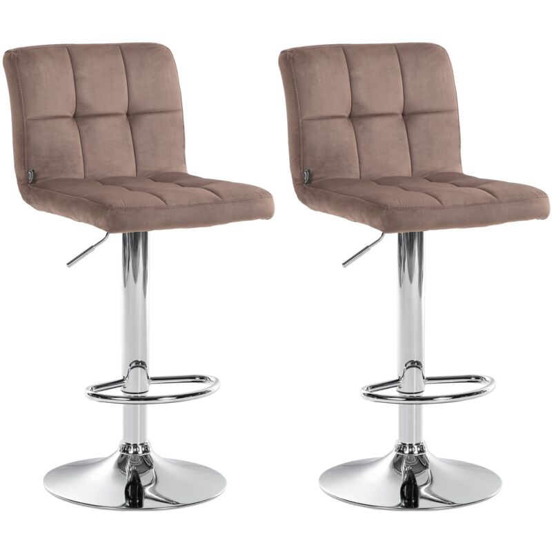 Clp - 2er Set Barhocker Peru Samt Braun Chrom