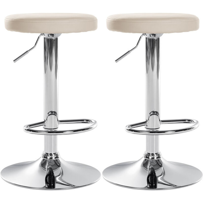 Clp - 2er Set Barhocker Ponte Kunstleder Creme Metall In Chromoptik