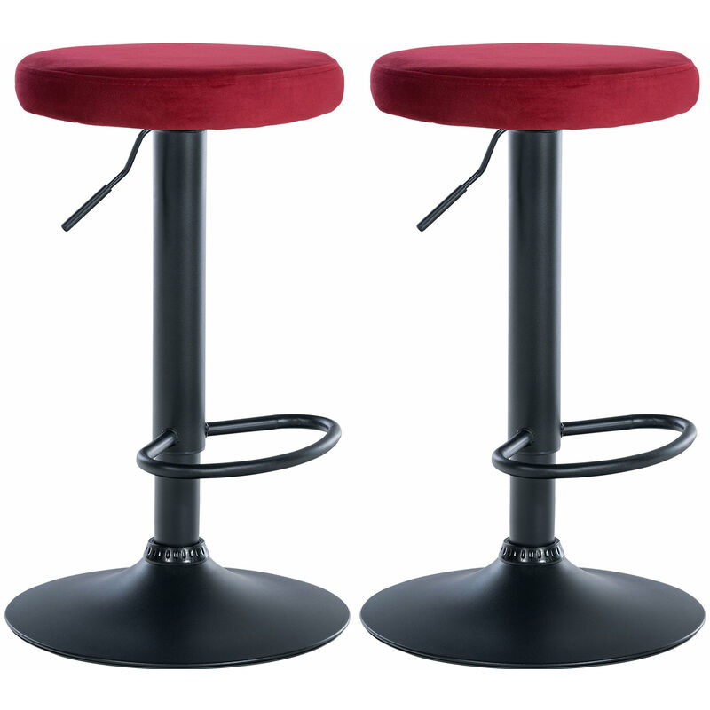 Clp 2er Set Barhocker Ponte Samt Rot Metall Matt Schwarz