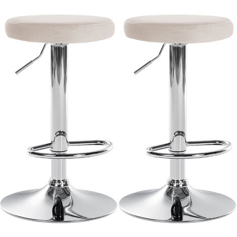 2er Set Barhocker Ponte Samt creme Metall in Chromoptik