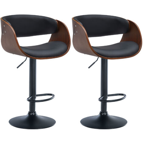 2er Set Barhocker Portmore Kunstleder walnuss/schwarz Metall matt schwarz