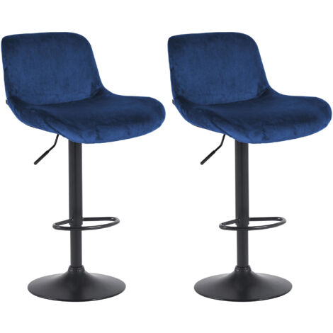 2er Set Barhocker Solon Schwarz blau Samt