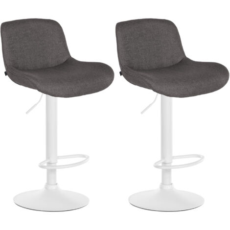 2er Set Barhocker Solon Weiß dunkelgrau Stoff