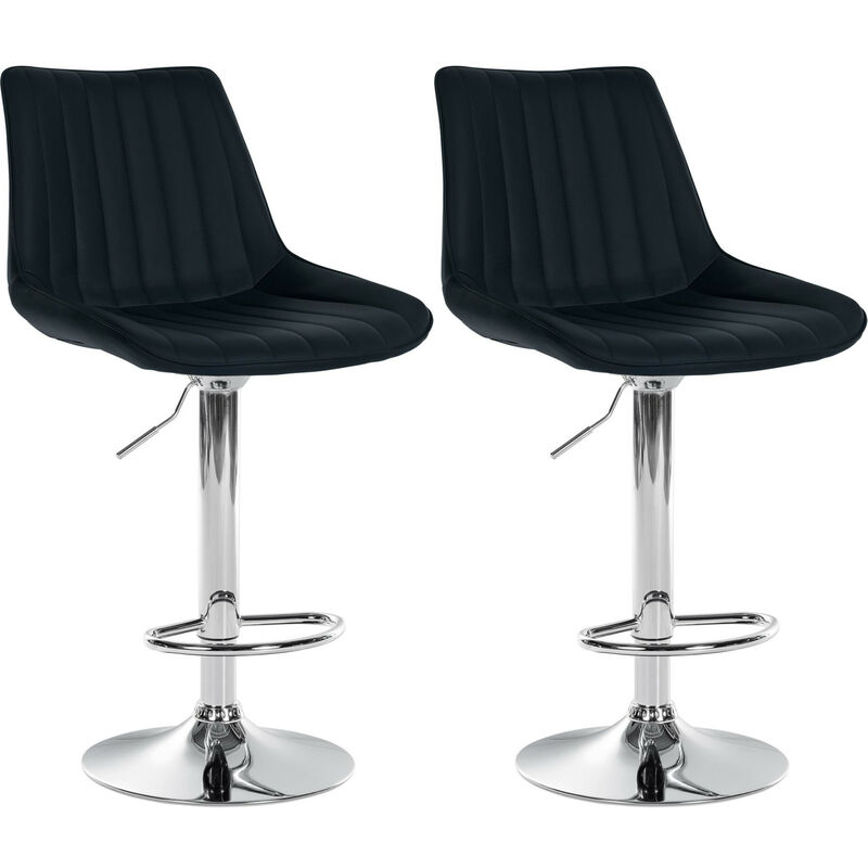 Clp 2er Set Barhocker Toni Kunstleder Schwarz Metall In Chromoptik
