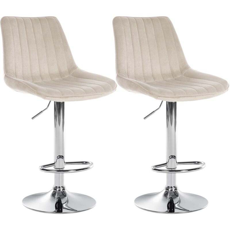 Clp - 2er Set Barhocker Toni Samt Creme Metall In Chromoptik