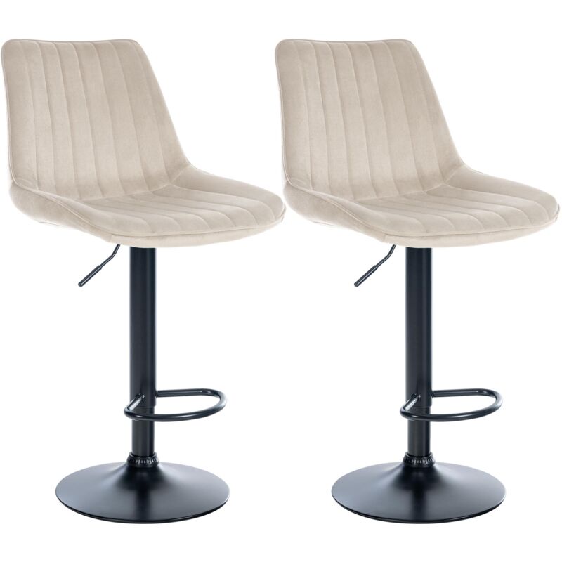 Clp - 2er Set Barhocker Toni Samt Creme Metall Matt Schwarz