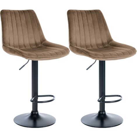 2er Set Barhocker Toni Samt braun Metall matt schwarz
