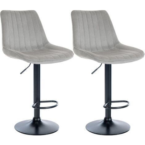 2er Set Barhocker Toni Samt grau Metall matt schwarz