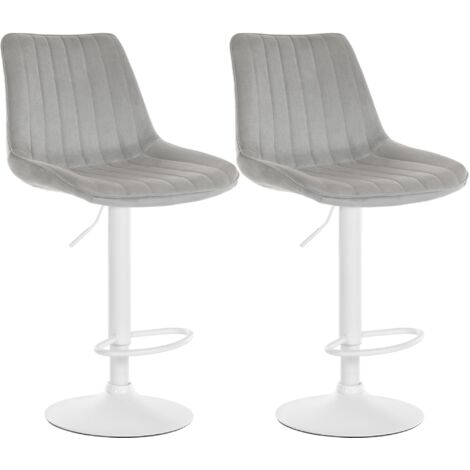 2er Set Barhocker Toni Samt grau Metall matt weiss