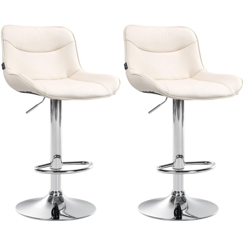 Clp 2er Set Barhocker Vonore Kunstleder Creme Chrom