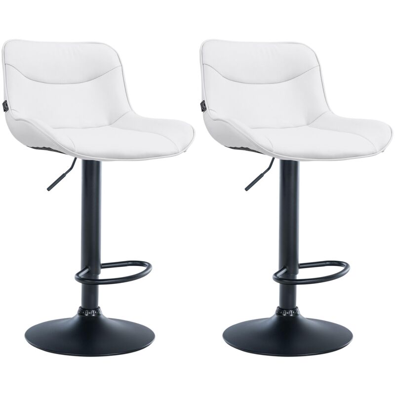 Clp 2er Set Barhocker Vonore Kunstleder Weiß Schwarz