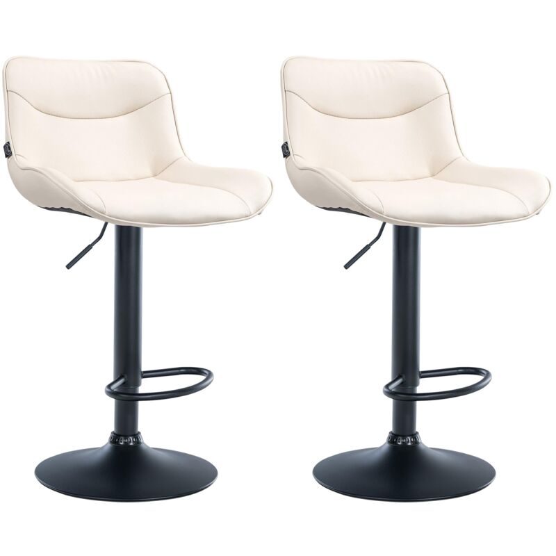 Clp 2er Set Barhocker Vonore Kunstleder Creme Schwarz
