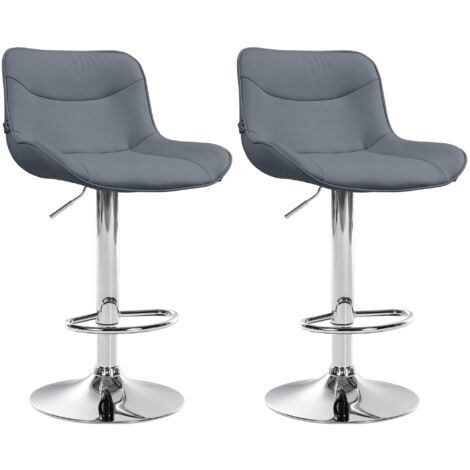 2er Set Barhocker Vonore Kunstleder grau chrom