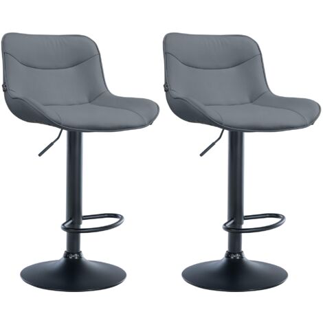 2er Set Barhocker Vonore Kunstleder grau schwarz