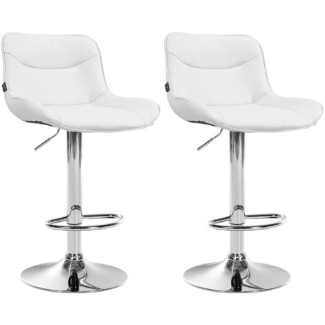 2er Set Barhocker Vonore Kunstleder weiß chrom
