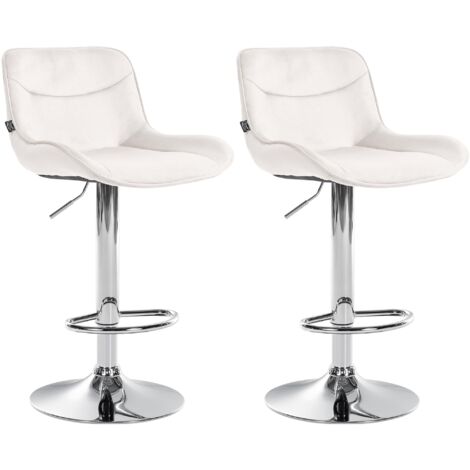 2er Set Barhocker Vonore Samt creme chrom