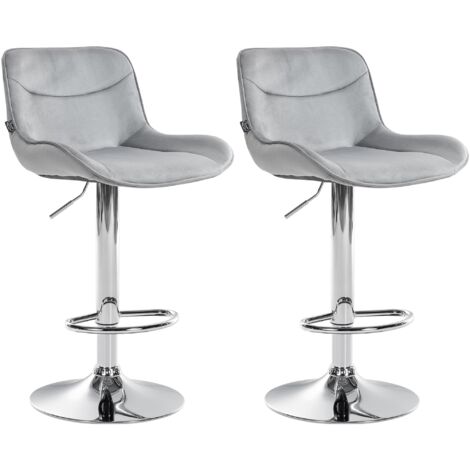 2er Set Barhocker Vonore Samt grau chrom
