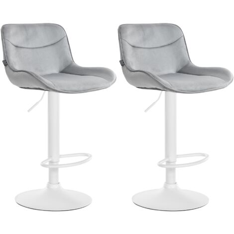 2er Set Barhocker Vonore Samt grau weiß