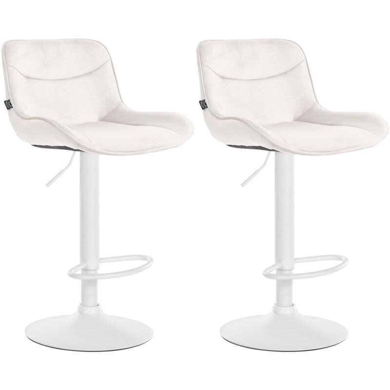 Clp - 2er Set Barhocker Vonore Samt Creme Weiß