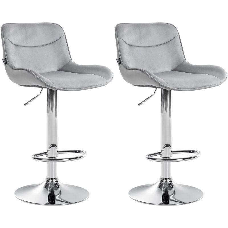 Clp 2er Set Barhocker Vonore Samt Grau Chrom