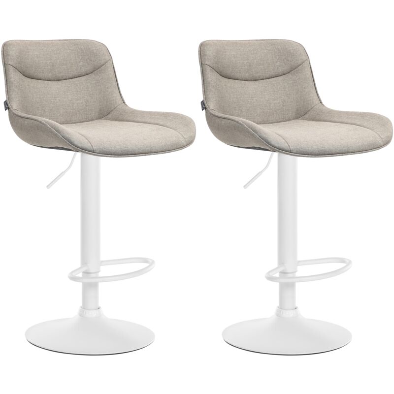 Clp - 2er Set Barhocker Vonore Stoff Taupe Weiß