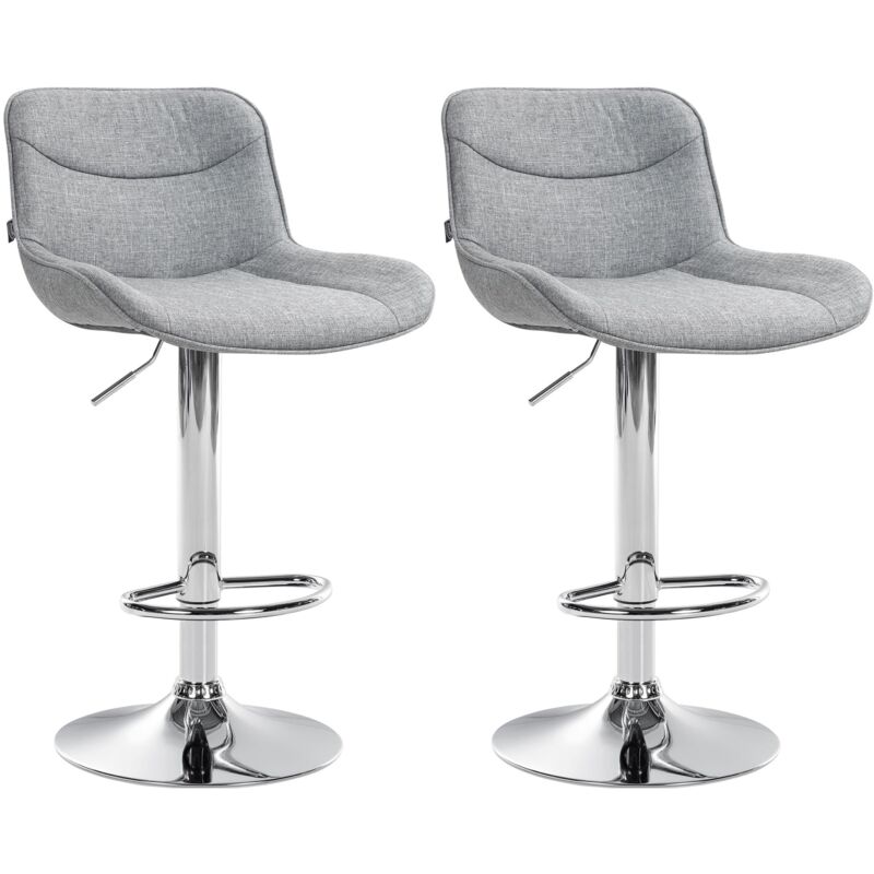 Clp - 2er Set Barhocker Vonore Stoff Grau Chrom