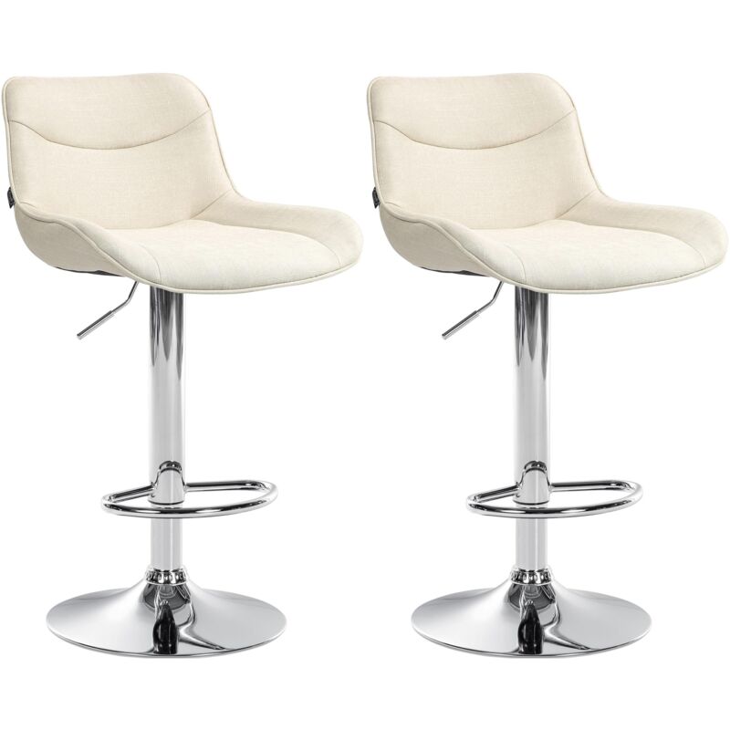 Clp - 2er Set Barhocker Vonore Stoff Creme Chrom