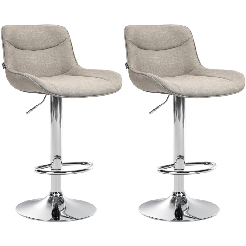 Clp - 2er Set Barhocker Vonore Stoff Taupe Chrom