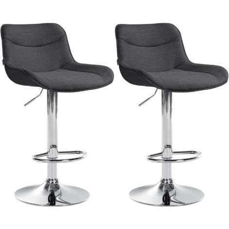 2er Set Barhocker Vonore Stoff dunkelgrau chrom