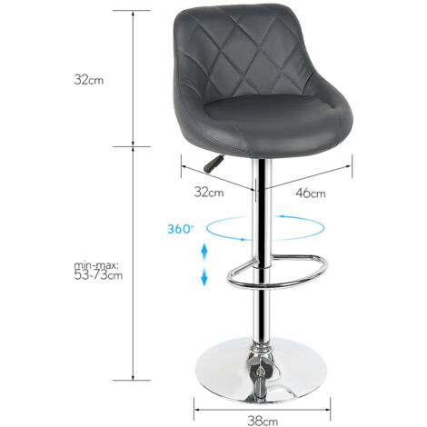 2er-Set Barhocker,aus PU-Leder,Drehbarer bar Stool, modern,grau