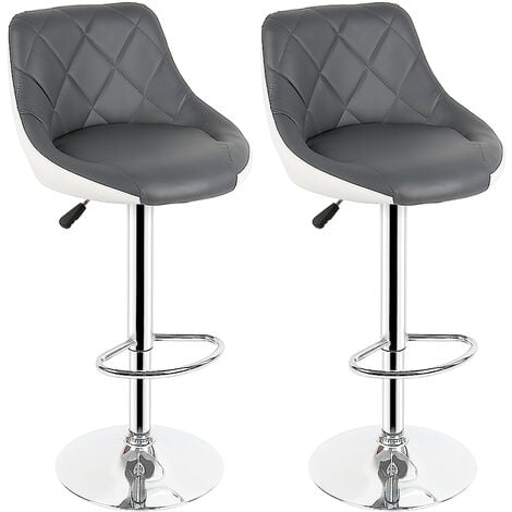 SKECTEN 2er-Set Barhocker,aus PU-Leder,Drehbarer bar Stool, modern,grau+weiß