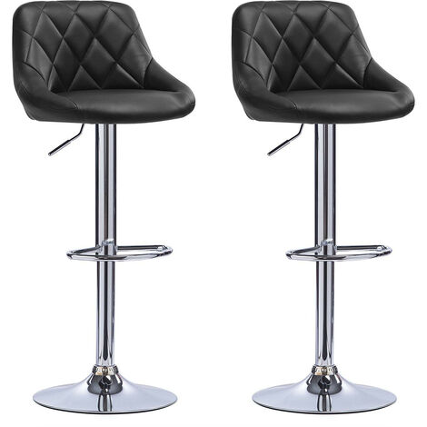 2er-Set Barhocker,aus PU-Leder,Drehbarer bar Stool, modern,schwarz