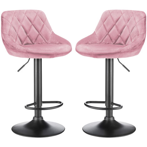 2er-Set Barhocker,aus Samtstoff,für Bar, Theke und Küche,Rosa