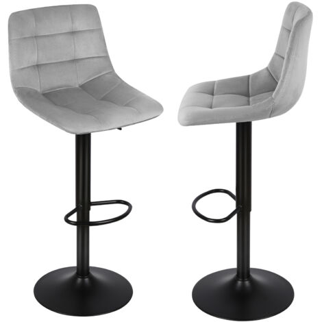 2er Set Barhocker,Barstuhl Design Hocker,Drehbar, aus Samt mit Metallbeinen,Küchenstuhl,hellgrau