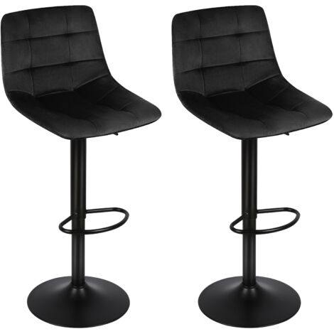 2er Set Barhocker,Barstuhl Design Hocker,Drehbar, aus Samt mit Metallbeinen,Küchenstuhl,Schwarz