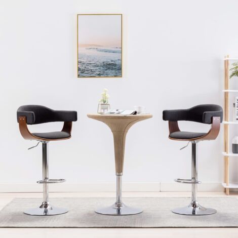 2er Set Barhocker，Barstuhl，Bistrohocker für Esszimmer, Küche, Theke, Bar Grau Bugholz und Stoff VCWS107493 BonneVie