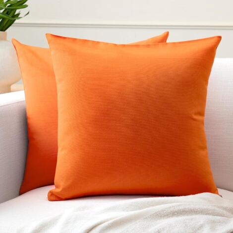 2er-Set Baumwoll-Kissenbezüge  50 x 50 cm (20 x 20 Zoll) – Orange  Ohne Füllung  Schlichter quadratischer Kissenbezug  Waschbar