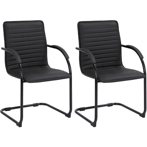 2er Set Besucherstühle Tira Kunstleder schwarz/schwarz