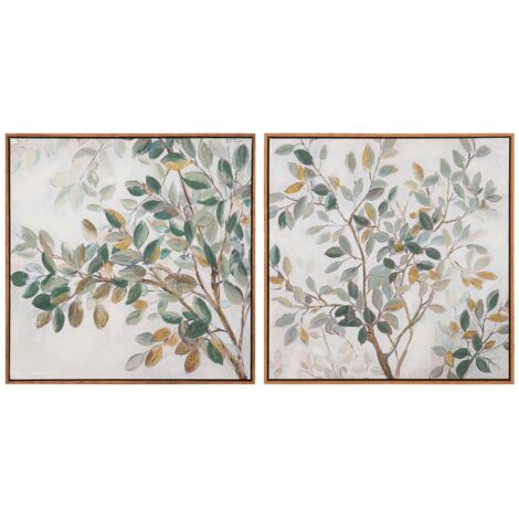 2er Set Blumenbilder 80% handgemalt 60X4X60 Cm