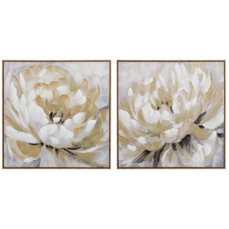2er Set Blumenbilder 80% handgemalt 80X4X80 Cm