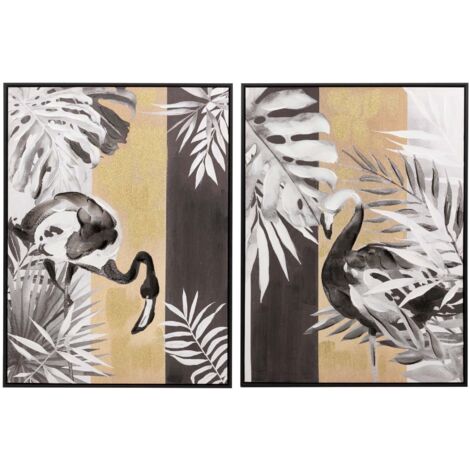 2er-Set Blumenbilder mit schwarzem Rahmen 60x4x80 cm
