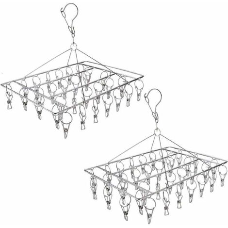 2er-Set Bold Hängendes Abtropfgestell für Kleidung, multifunktional, winddicht, Sockenclip für Kinder, Sockenhaken für Socken, Unterwäsche, Handschuhtrockner, 40+30 Clips