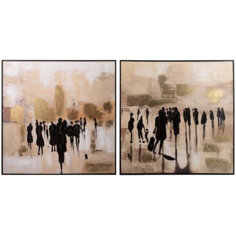 2er Set Boulevard Bilder Schwarzer Rahmen 100x4x100 cm