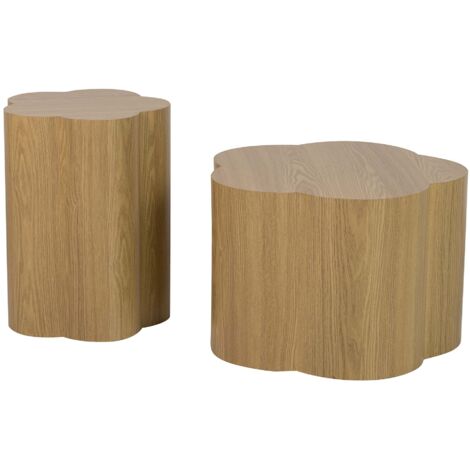 2er-Set braune MDF-Tische 59X59X41 40X40X52Cm