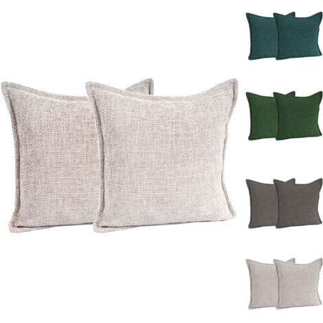 2er Set Chenille Kissenbezug 45x45cm-M702739-Creme-var