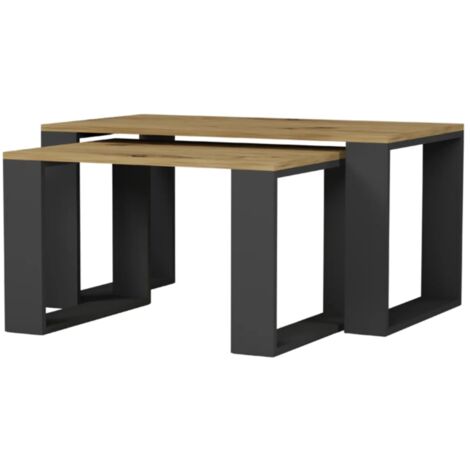 2er-Set Couchtische, Artisan Mix Anthrazit - Modern A-7, 45 x 90 x 50 cm