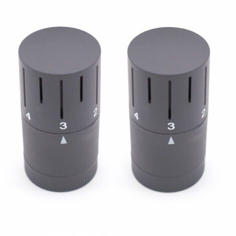 2er Set Design Thermostatkopf M 30 x 1,5 Mit Nullstellung Heizkörperventil Universal Anthrazit
