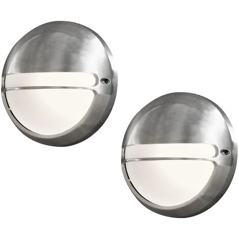 2er Set dimmbare Außenwandleuchte TORINO Aluminium / Acrylglas opal, Ø 26cm