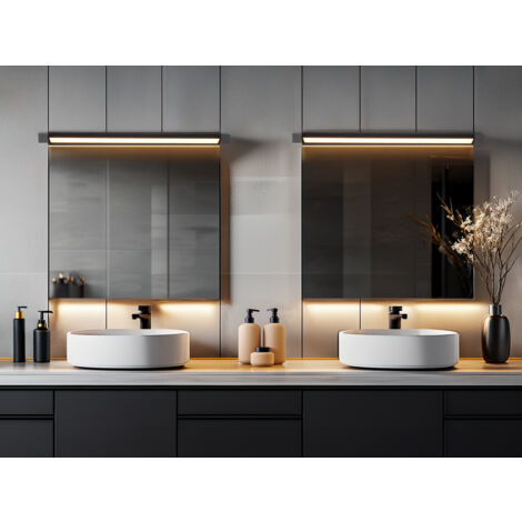 2er SET dimmbare LED Bad Spiegelleuchten schwenkbar, Schwarz Breite 80cm